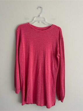 We The Free Hot Pink Ribbed Crewneck Long Sleeve Top Size XS
